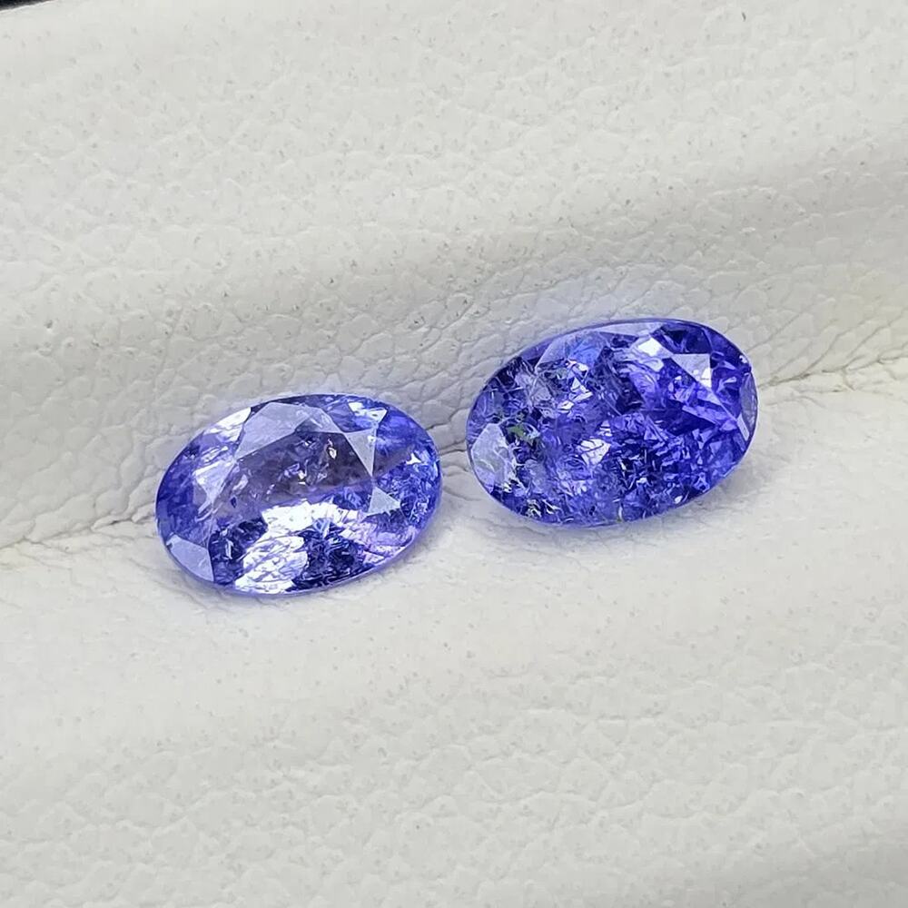 0.95 Ctw Natural Tanzanite Oval Pair 6x4mm Loose Gemstones